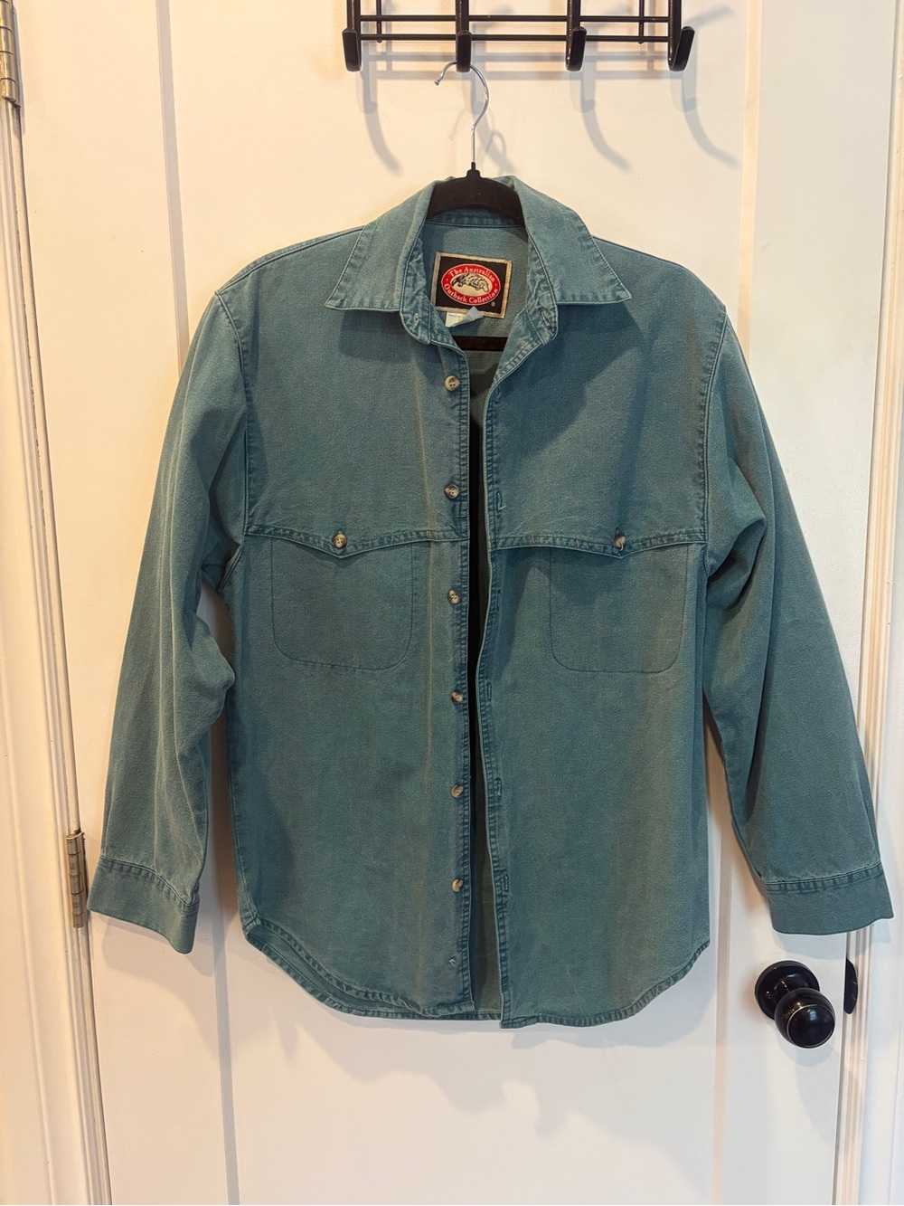 Men's/women’s vintage Teal Button-Up cotton Shirt
